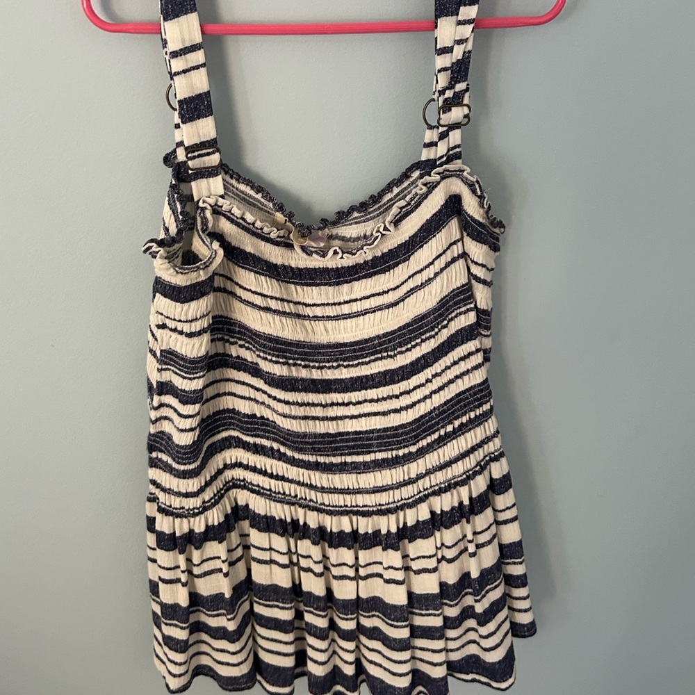 Blue and white striped tank top